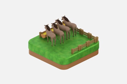 Preview: Horse Farm 3D Illustration