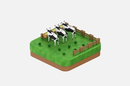 Preview: Cow Farm 3D Illustrations