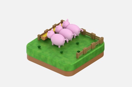 Preview: Pig Farm 3D Illustrations
