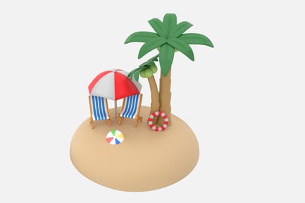 Preview: Playing on The Beach 3D Illustrations