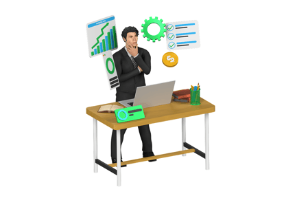 Preview: Businessman Analyzing Data 3D Icons