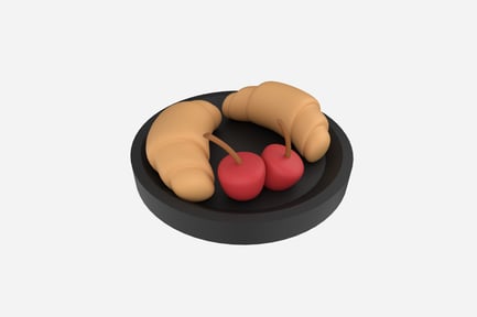 Preview: Croissants and Cherries 3D Illustration