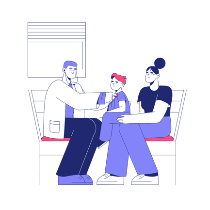 Doctor Examining a Young Patient with Parent Present