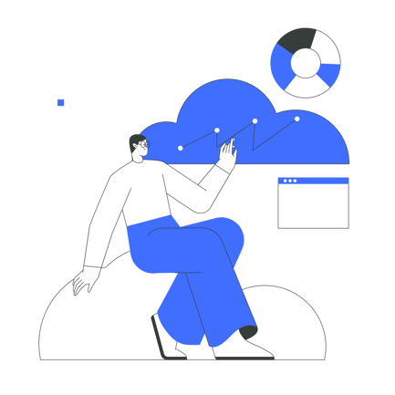 Man Analyzing Data on Cloud Illustration