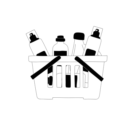 Line Art Illustration of a Cleaning Caddy