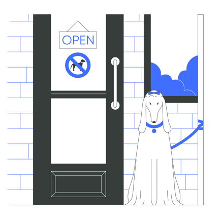 Dog Not Allowed Illustration in Blue and Gray Colors