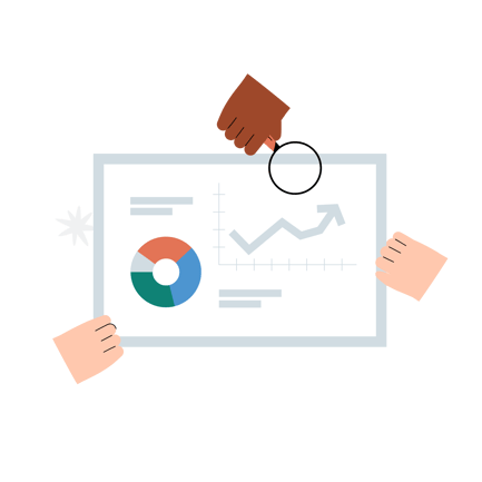 Data Analytics Illustration with Pie Chart and Graph