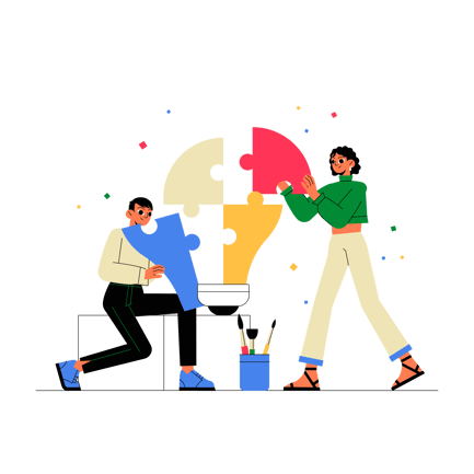 Creative Team Assembling Idea Puzzle