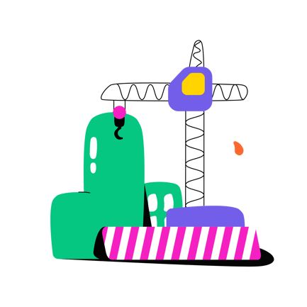 Cartoon Construction Site Crane Illustration