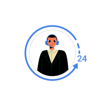 24/7 Customer Service Animated Illustration
