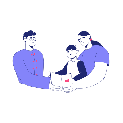 Family Reading a Book Together Illustration