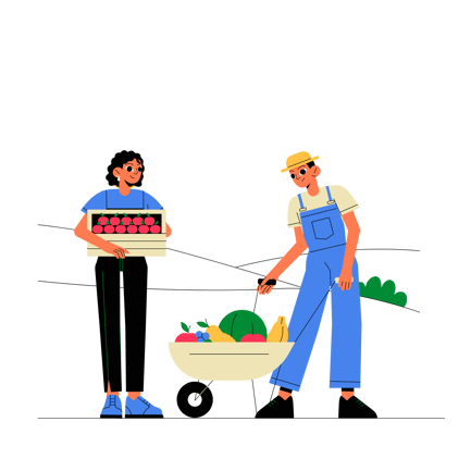 Animation für Landwirte, die frische Produkte ernten