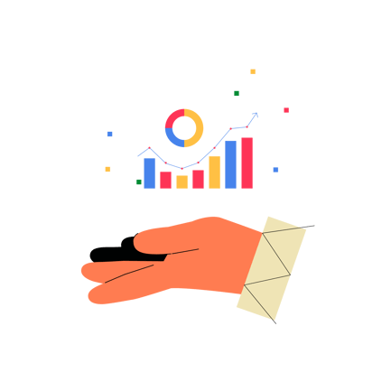 Data Analysis Graphic with Hand