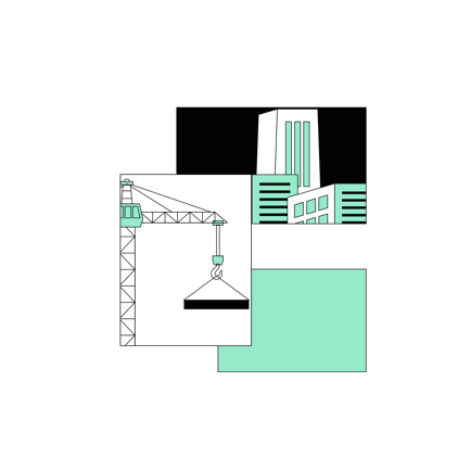 Construction Site Crane Illustration with Buildings