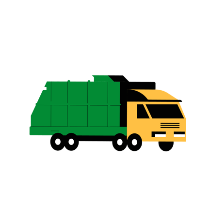 Flat Design Garbage Truck Animation