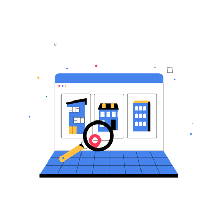 Flat Illustration of Property Rental Website on Laptop