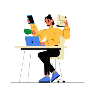 Flat Illustration of a Multitasking Businessman