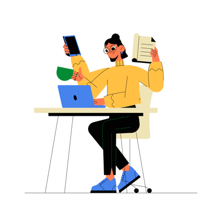 Flat Illustration of a Multitasking Businessman