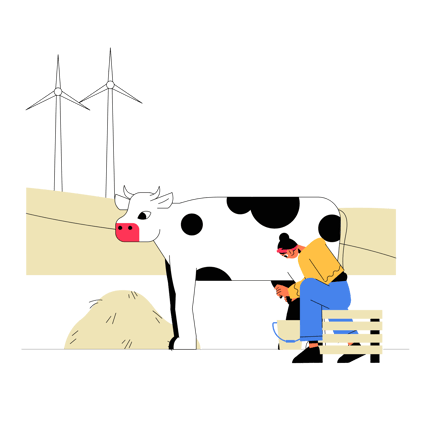 Automated Cow Milking with Wind Turbines