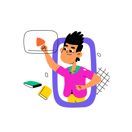 Boy Watching a Video for Learning Illustration