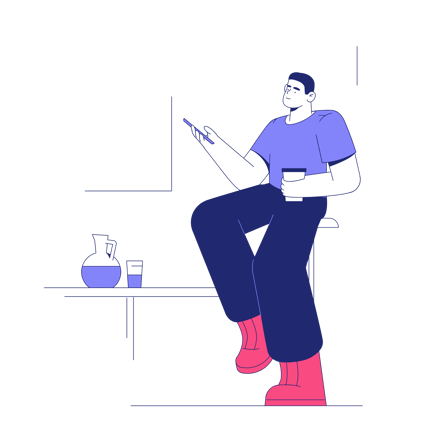 Customer Review Animation with Man Using Phone