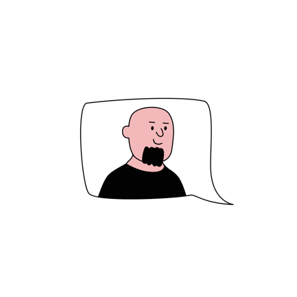 Animated Character in Thought Bubble Speaking