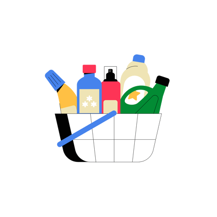 Cleaning Caddy with Household Supplies Animation