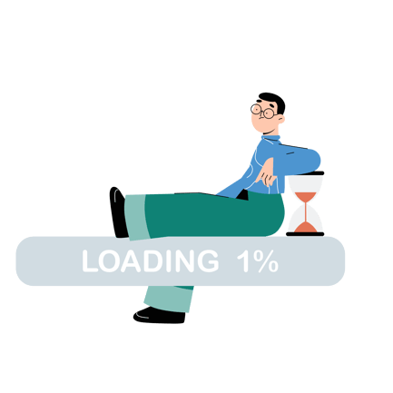 Man Waiting on Loading Bar with Sand Hourglass