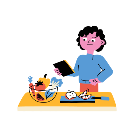 Preparing a Healthy Meal with Digital Recipe