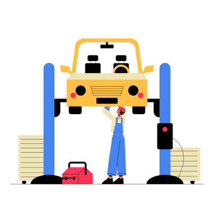 Car Repair Illustration in Flat Style