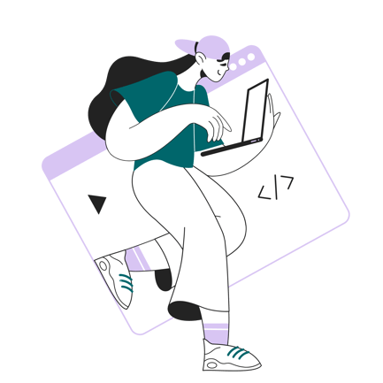 Young Woman Coding on Laptop