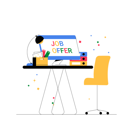 Office Desk with Job Offer on the Screen Illustration