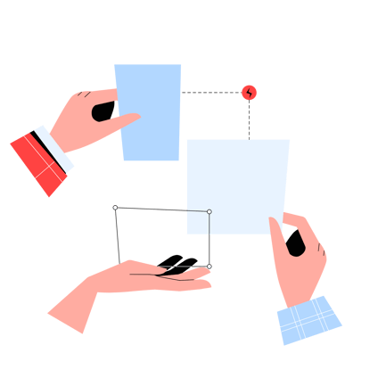 Editing Hands Duotone Illustration