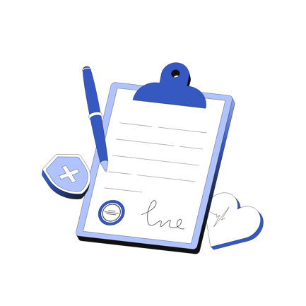 Signed Health Insurance Policy on Clipboard