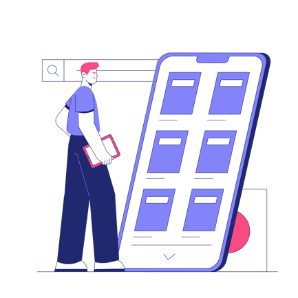 Electronic Library App Duotone Illustration