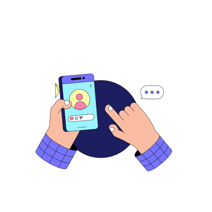 Social Media Engagement with Smartphone Illustration