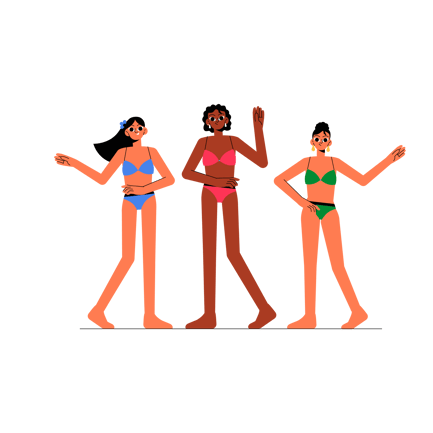 Diverse Women in Swimsuits Illustration