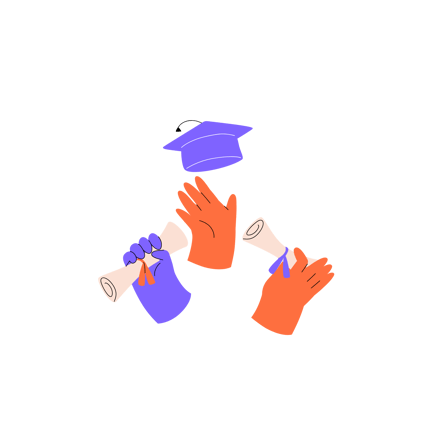 Graduation Ceremony Animation with Hands Holding Diplomas