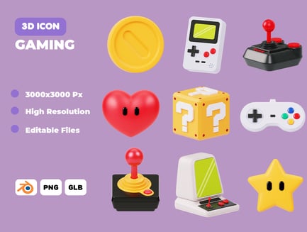 Preview: Gaming Assets 3D Icon Pack