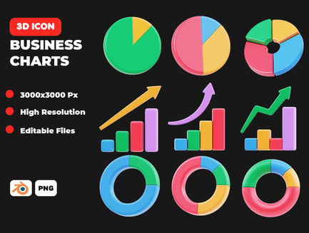 Preview: Business Charts 3D Icon Pack