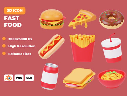 Preview: Fast Food 3D Icon Pack