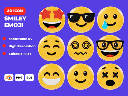 Preview: Smiley Emoji 3D Icon Pack