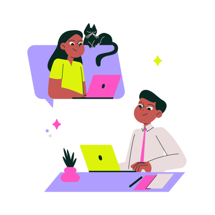 Cartoon People in Online Meeting Illustration