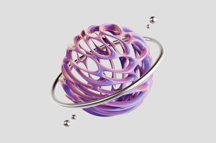 Preview: Abstract Mesh Sphere with Orbit Ring