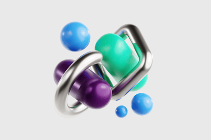 Preview: 3D Capsule Style Abstract Shape with Metallic Rings