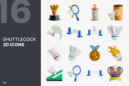Preview: Shuttlecock 3D Icon Pack Collection