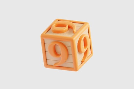 Preview: Cute wooden number block 3D icon featuring number 9 in peach orange