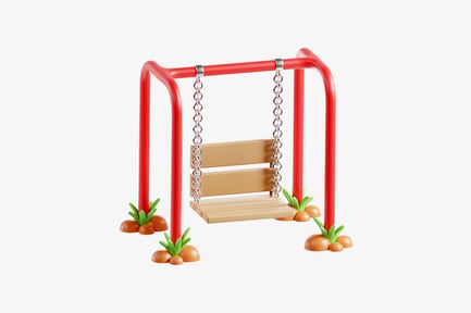 Preview: Red Wooden Bench Playground Swing 3D Icon