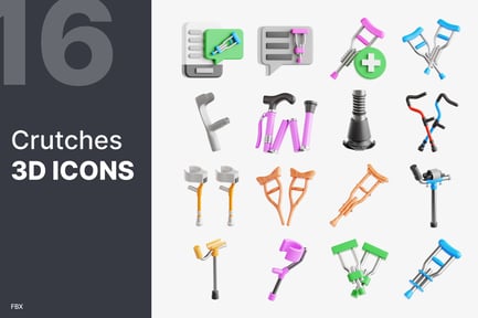 Preview: Crutches 3D Icon Pack
