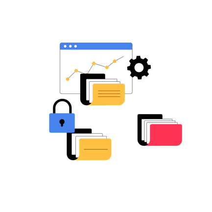 Data Arrangement Illustration with Padlock and Folders